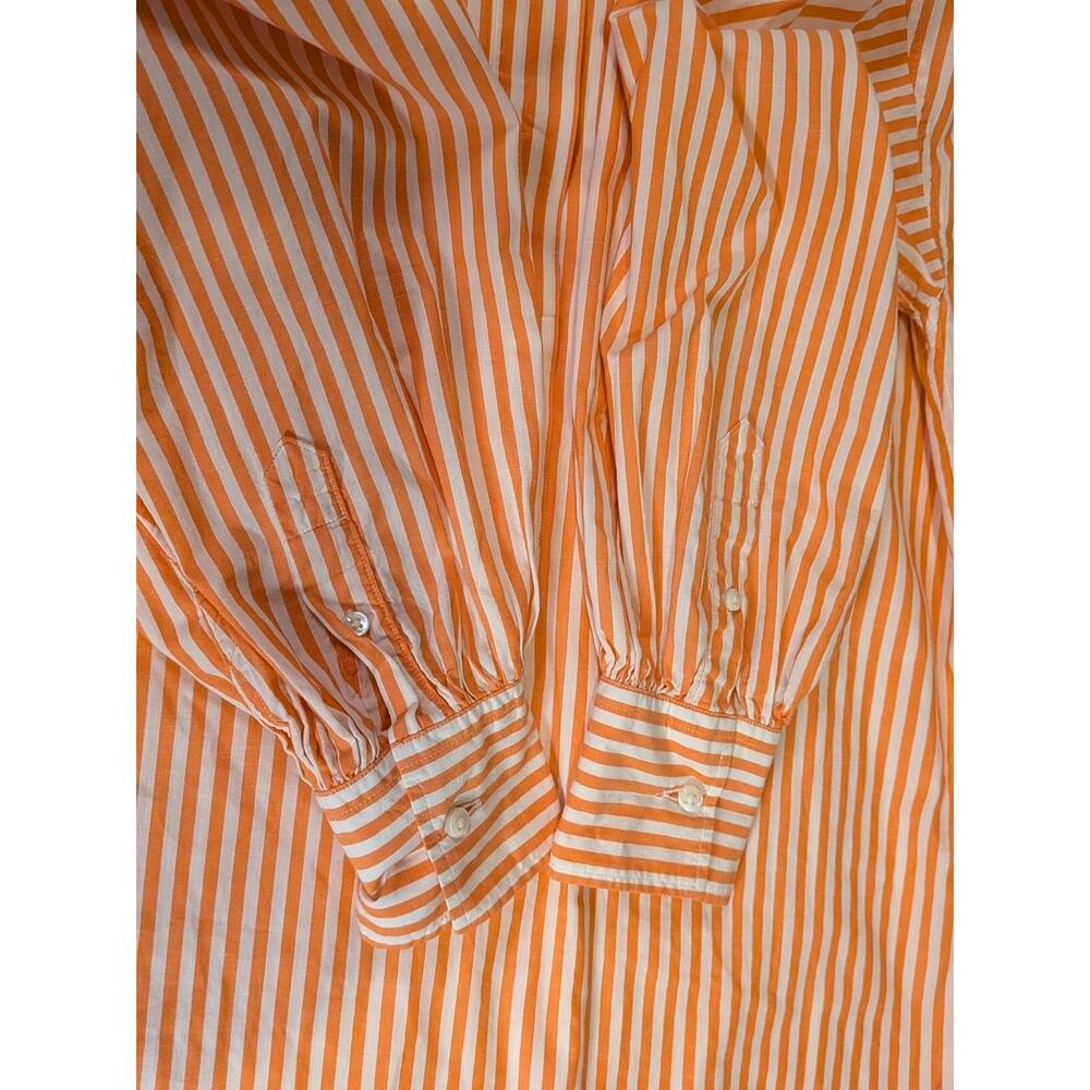 Ann Mashburn Anaya Popover Shirt Size S Striped Orange White 100% Cotton - Picture 8 of 11